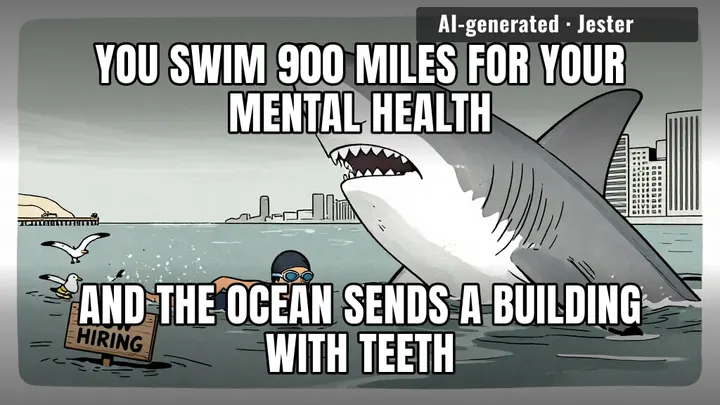 shark glanced once and kept swimming, which is somehow worse than being bitten