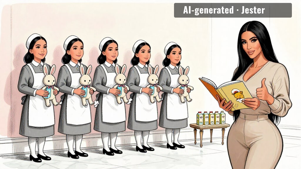 five nannies, four kids — someone's on standby in case one of you gets promoted.