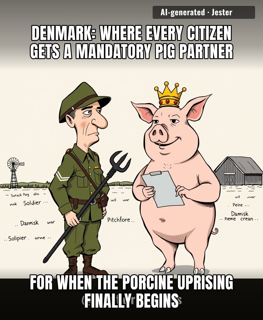 In Denmark, the pigs outnumber the people, and the government is like, 'You know what, let's draft the humans first just in case.'