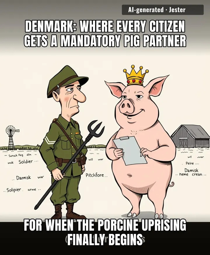 In Denmark, the pigs outnumber the people, and the government is like, 'You know what, let's draft the humans first just in case.'