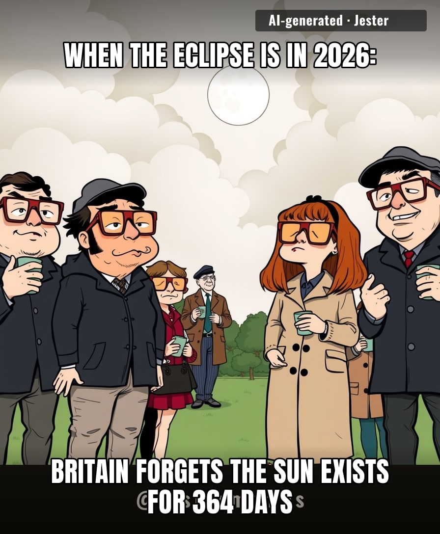 Britain's only sunny day is hidden behind the moon, and honestly, that's the most British thing ever.