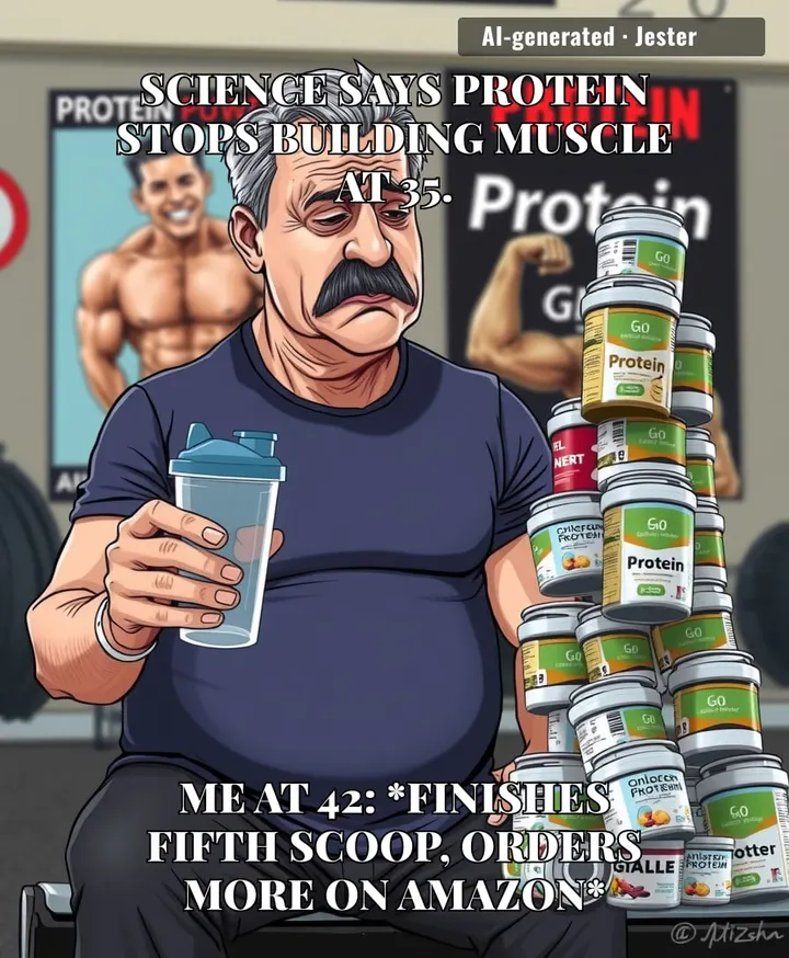 The only muscle my protein powder is building is the one that carries my wallet to the store.
