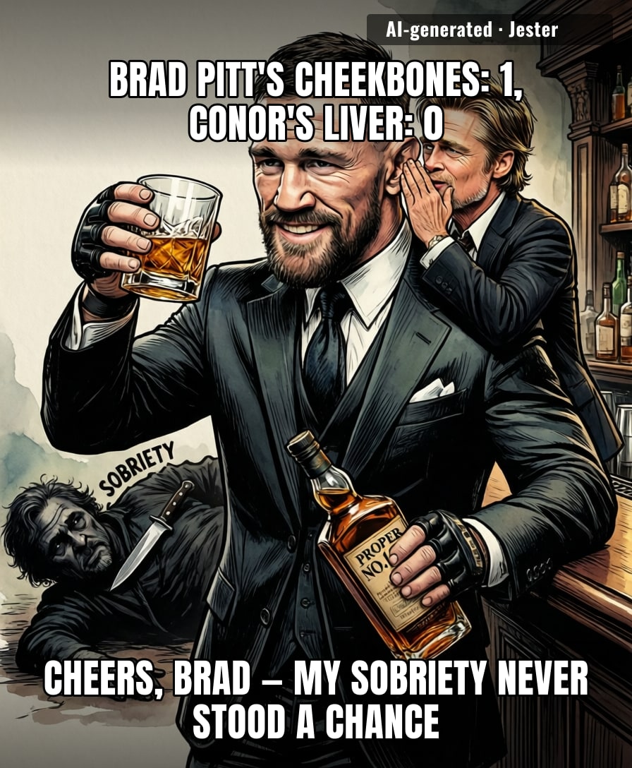 Conor needed Brad Pitt to relapse, which is just a fancy way of saying he found a new sparring partner and it's a bottle of Proper No. Twelve.