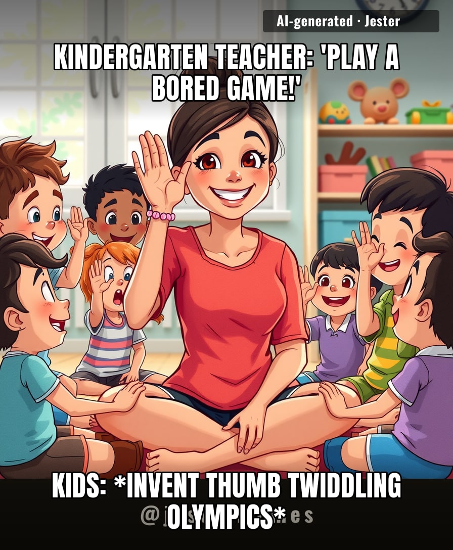 Mrs. Peters taught kids to twiddle thumbs, and now they're the only ones not losing their minds in a waiting room.