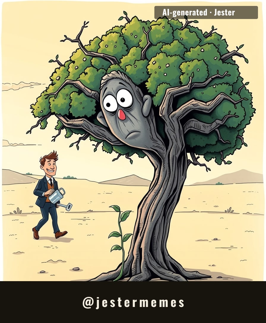Who knew that a tree's best friend could be a scientist with a watering can and an existential crisis?