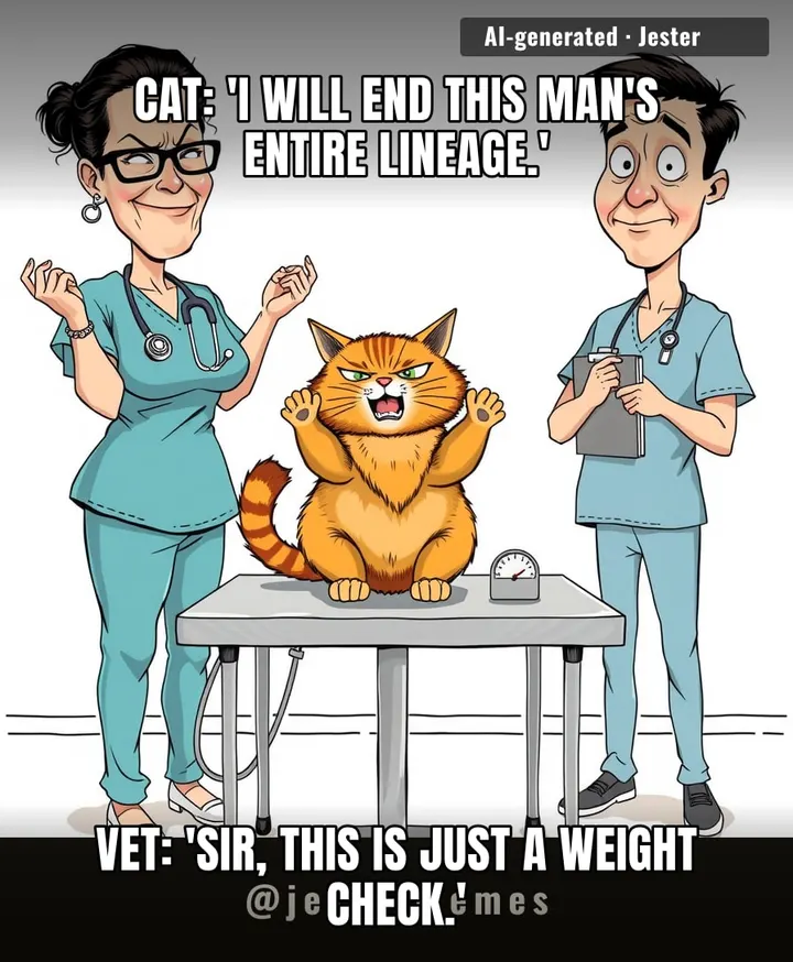 My cat acts the exact same way when I try to trim her nails, so honestly, this vet is getting off easy.