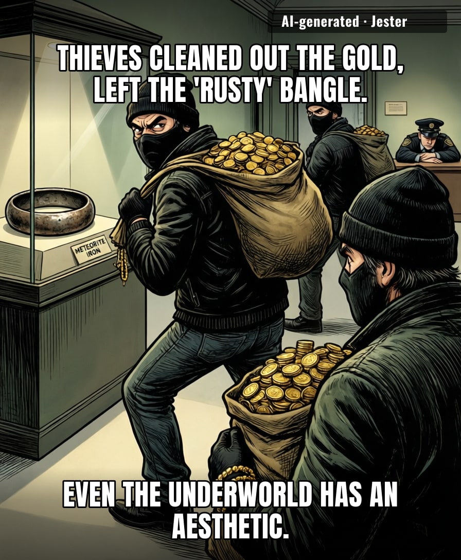 The one artifact with actual street cred was the one they skipped — criminals really do have no taste.