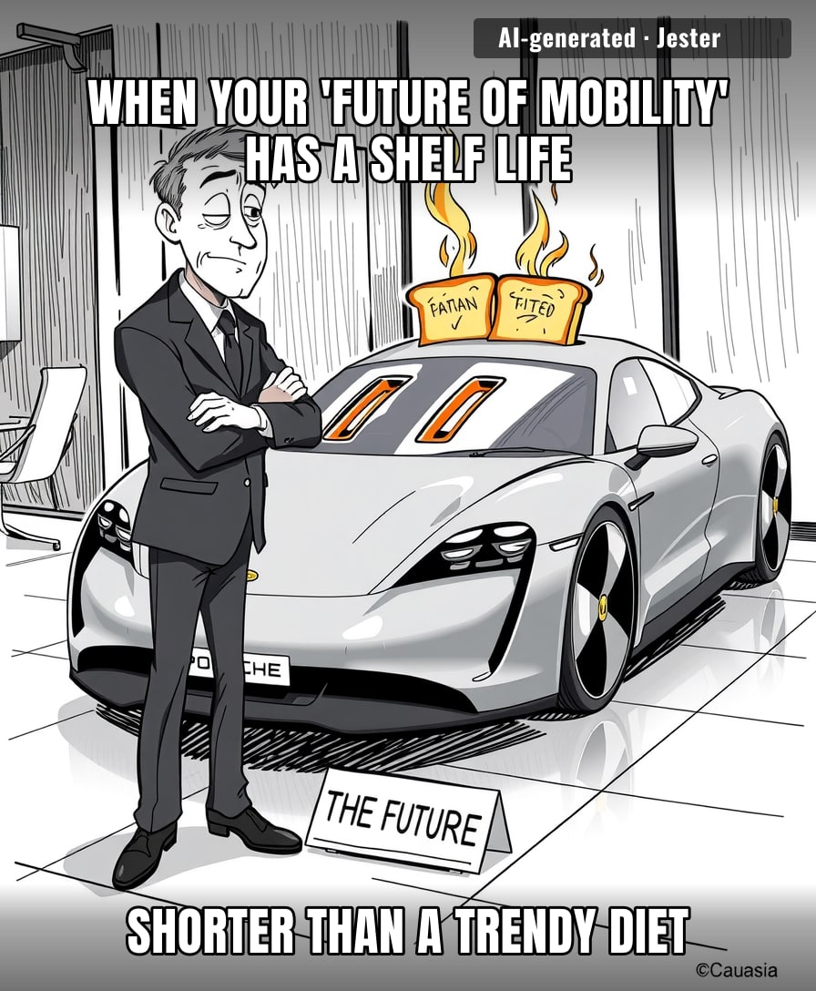 Porsche really spent ten years convincing us the Taycan was the electric revolution / just to admit it’s actually a very expensive software update waiting to expire.