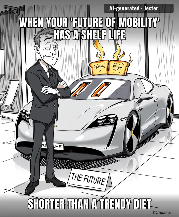 Porsche really spent ten years convincing us the Taycan was the electric revolution / just to admit it’s actually a very expensive software update waiting to expire.