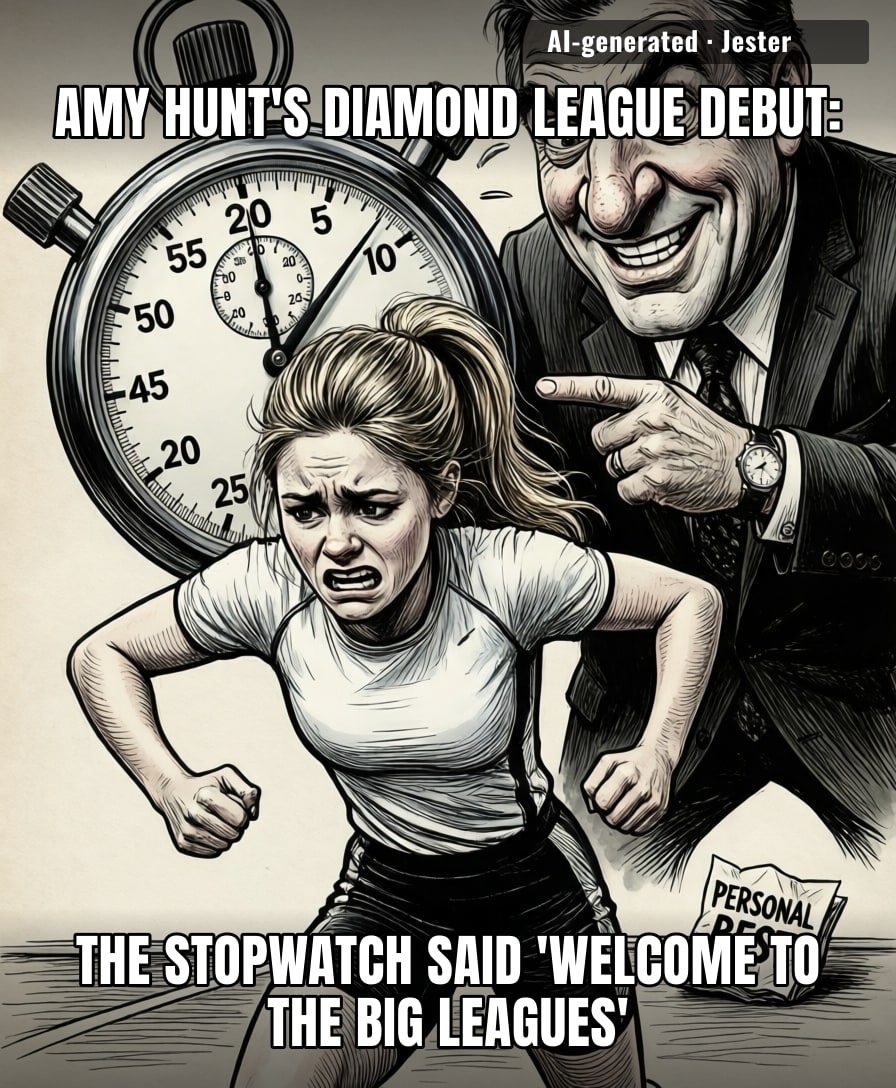 Amy Hunt just learned that in the Diamond League, the stopwatch doesn't care about your school records.