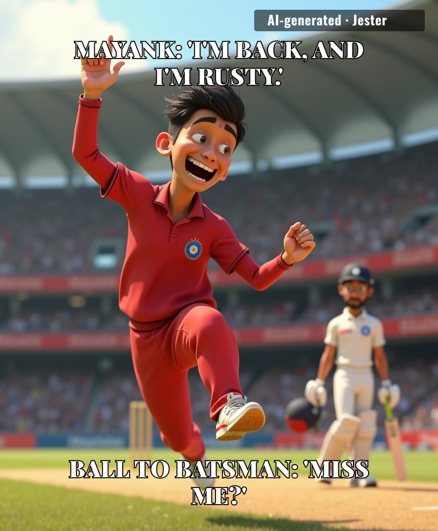 Mayank's first-ball wicket: the universe's way of saying 'welcome back, now suffer.'
