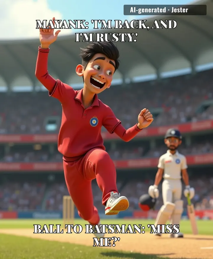 Mayank's first-ball wicket: the universe's way of saying 'welcome back, now suffer.'