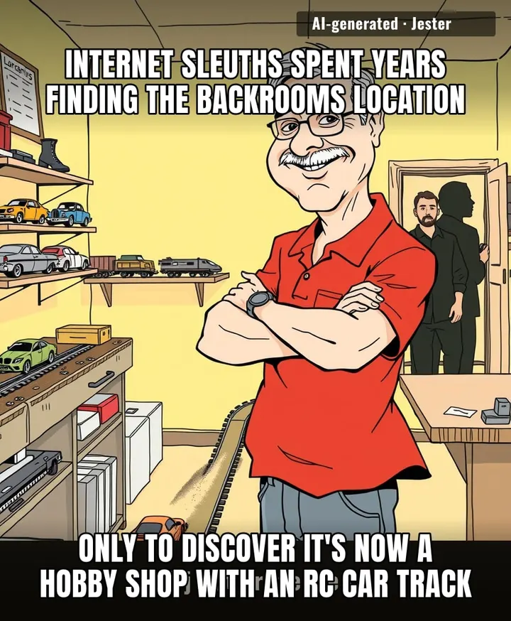 The Backrooms are real, and they're filled with tiny cars and model trains, not existential dread—turns out the internet's creepiest mystery was just a hobby store.
