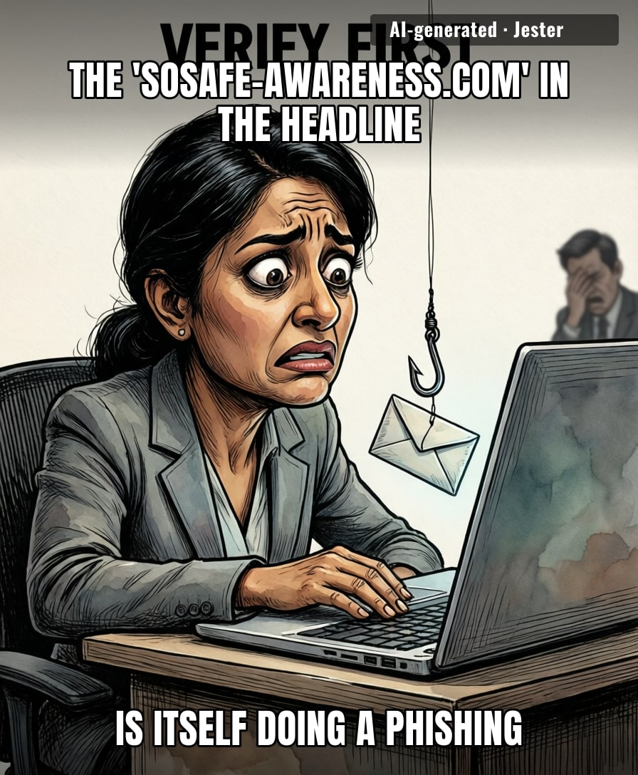 The awareness article about phishing links to a domain named sosafe-awareness.com and I clicked it, so how's your day going.