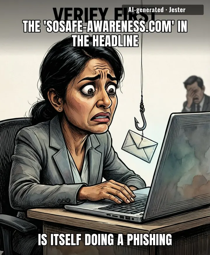 The awareness article about phishing links to a domain named sosafe-awareness.com and I clicked it, so how's your day going.