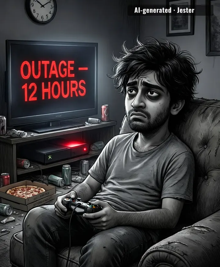 Xbox Live goes down for 12 hours, and suddenly the only thing more broken than the servers is the gamers’ will to live.