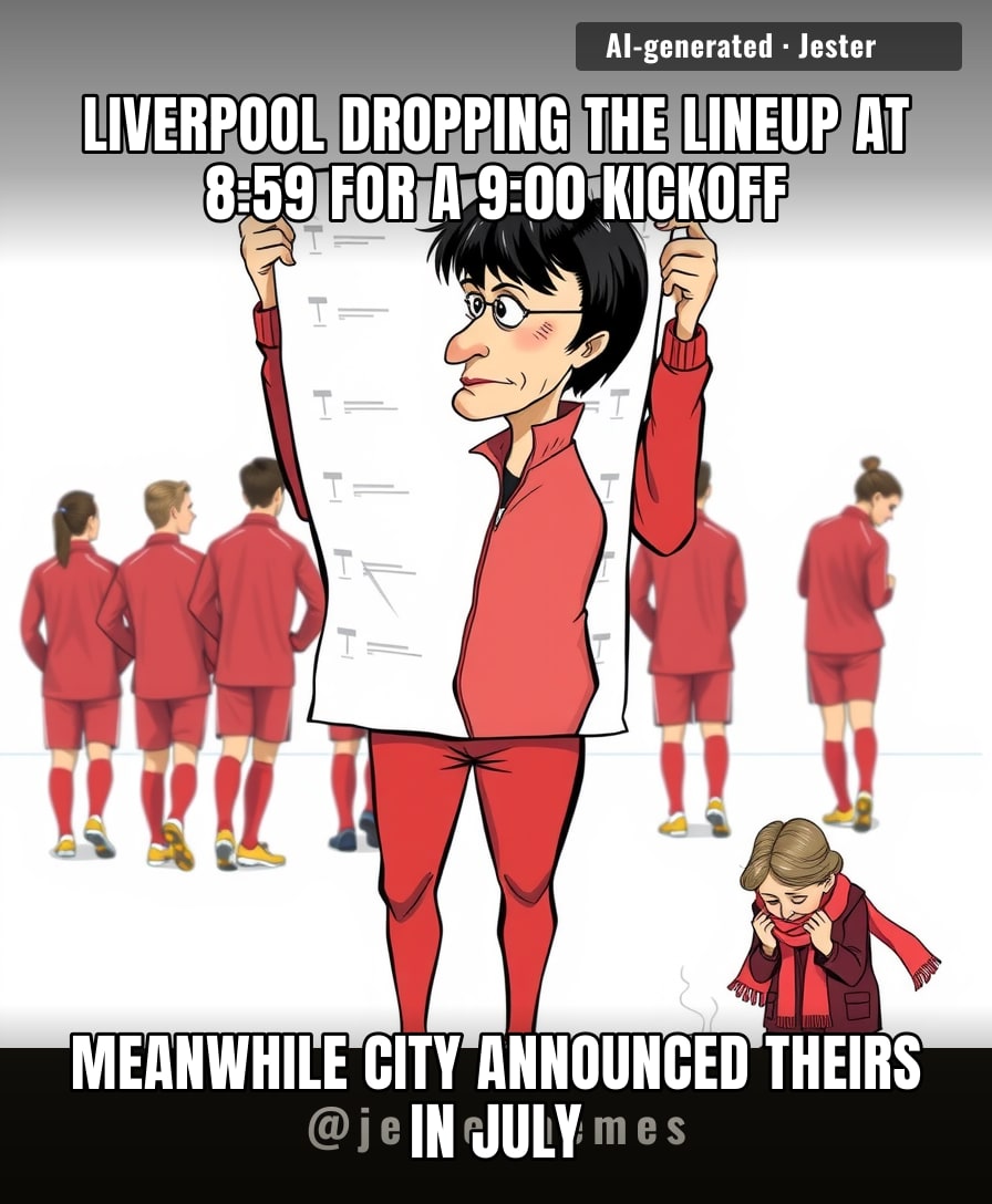 confirmed lineup. the only thing liverpool women confirm faster than a squad list is a 1-0 heartbreak.