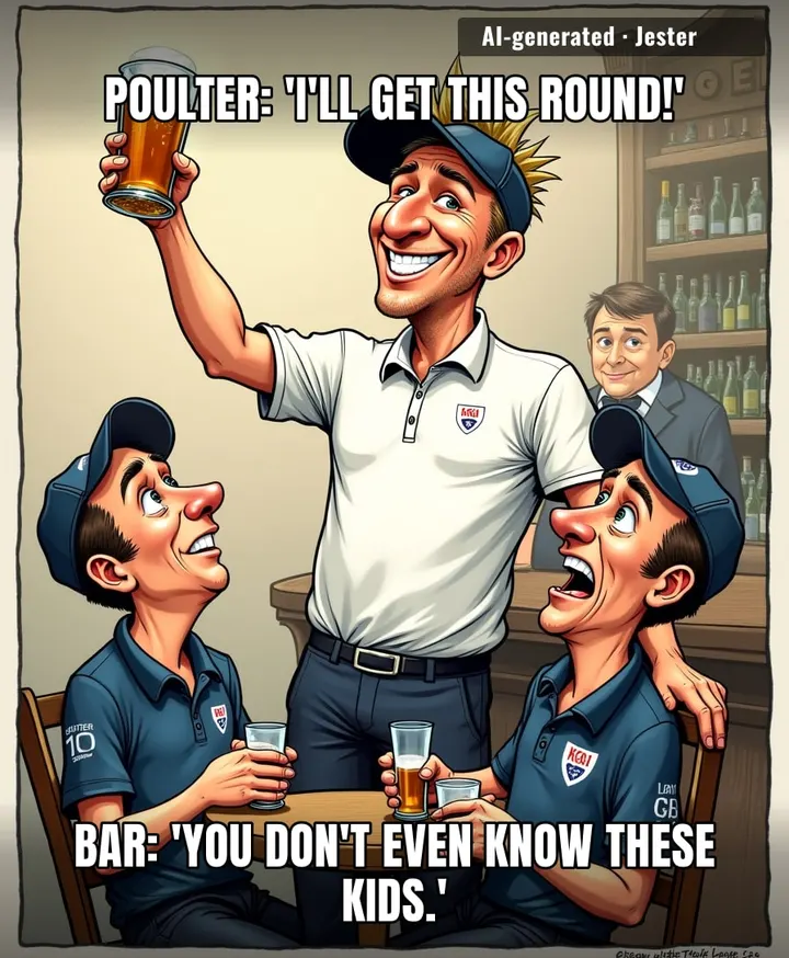Ian Poulter bought a round for a team he wasn't on to celebrate a win he wasn't part of — the USGA must be thrilled their captain got shown up by a guy in a stupid hat.