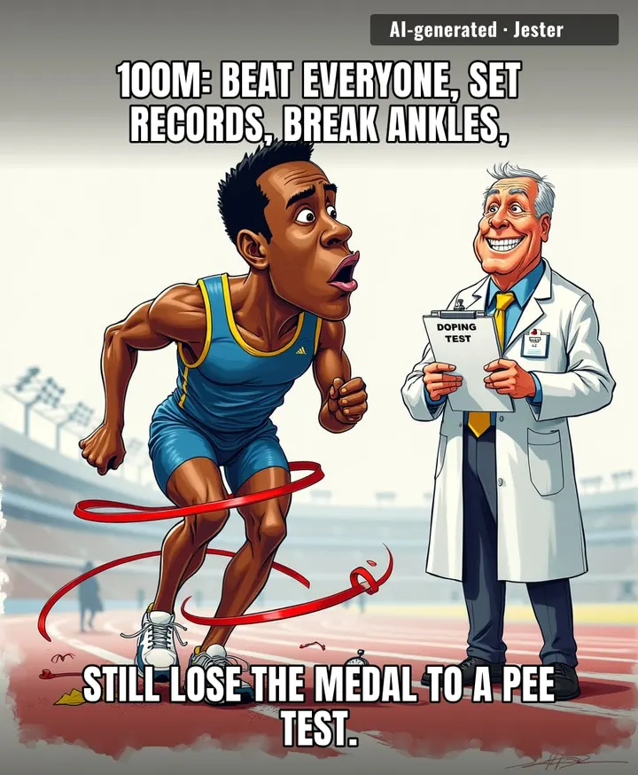 German sprinter discovers the one race where the finish line is a cup and the winner is always the lab.