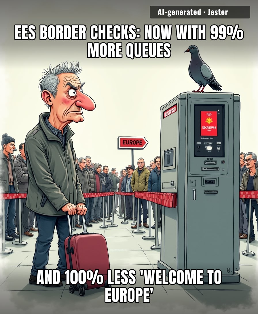 Nothing says 'bon voyage' like surrendering your biometrics to a machine that still can't tell a passport from a cereal box.