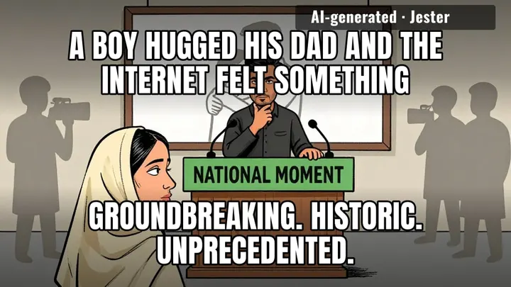Bro hugged his dad and we're all supposed to act like we witnessed a moon landing.