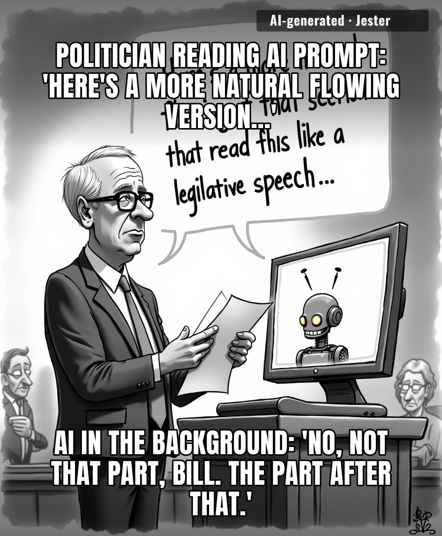 The first time a politician has ever been caught reading a script that was literally written to sound less like a script.