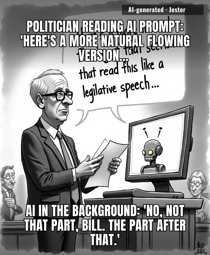 The first time a politician has ever been caught reading a script that was literally written to sound less like a script.