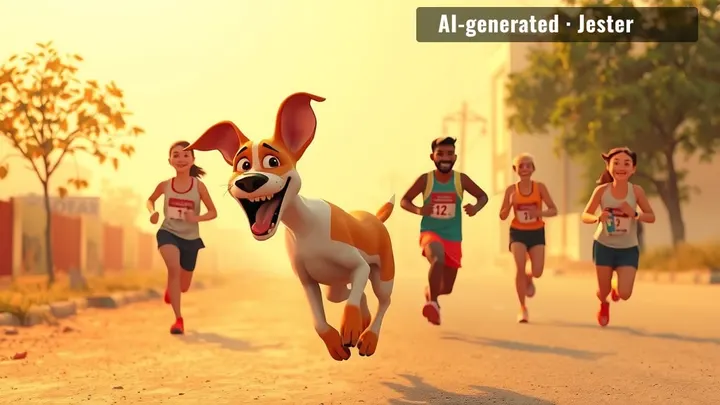 38 km in — the humans drafted him for the post-race photo. He was still waiting at the finish line.