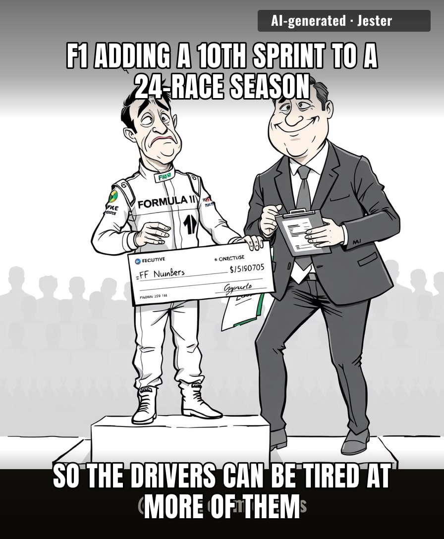 24 races, 10 sprints, and the only thing moving slower than the pit stops is my will to keep watching.