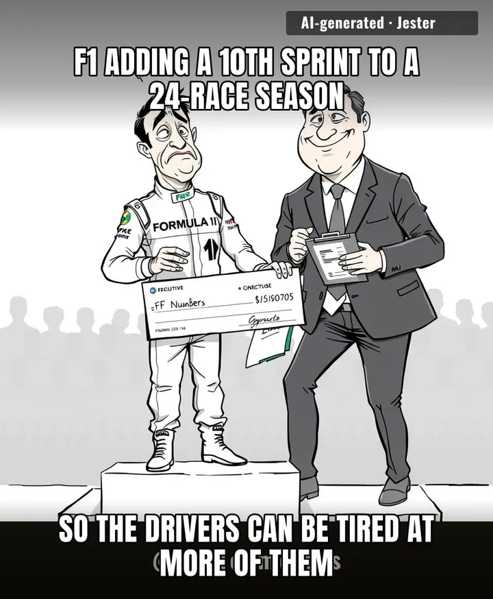 24 races, 10 sprints, and the only thing moving slower than the pit stops is my will to keep watching.