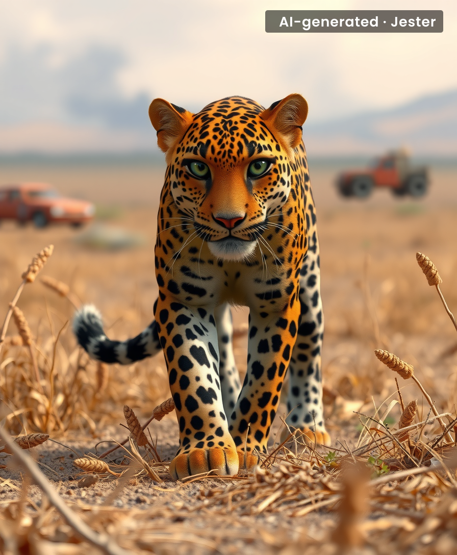 A leopard may not change its spots, but a war zone can't stop it either.
