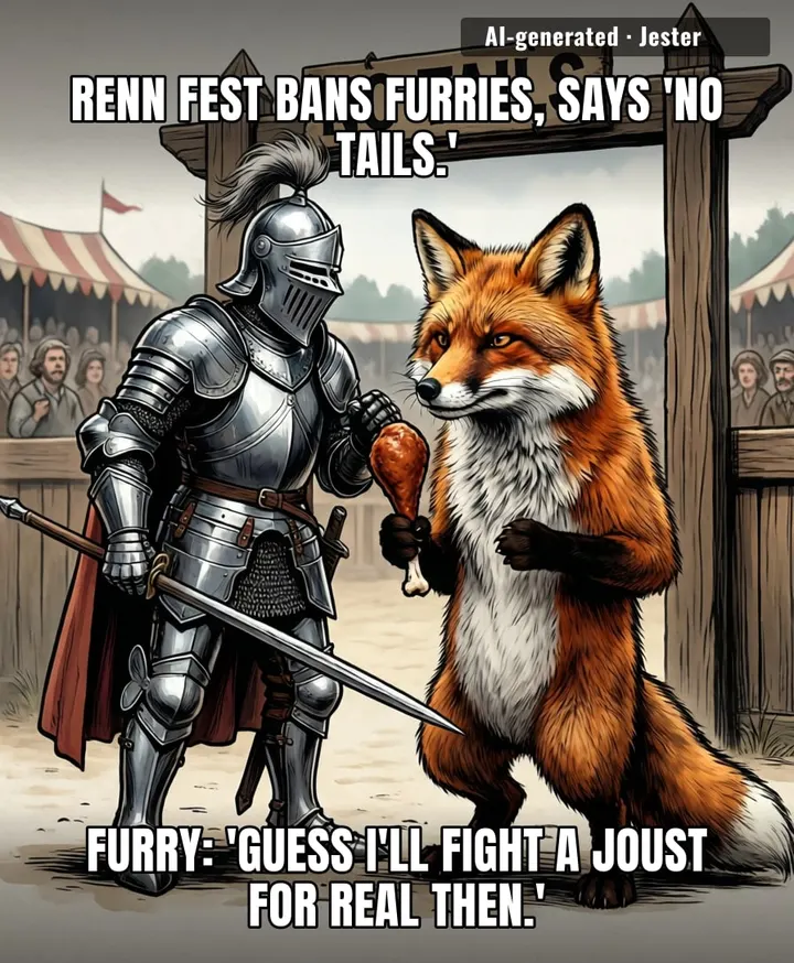 The only thing more medieval than a Renaissance festival is banning furries while knights still duel over turkey legs.