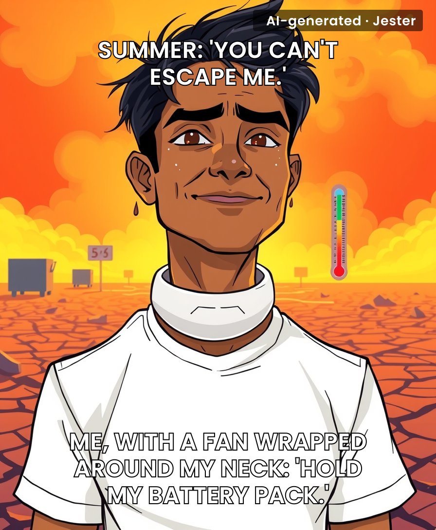 Summer heat is just nature's way of telling you to become a cyborg with a cooling unit attached to your neck.