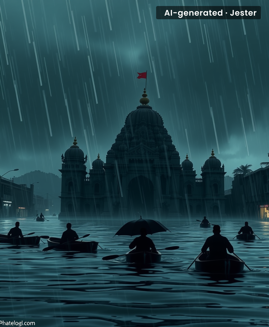Monsoon downpours challenge annual religious pilgrimage, raising concerns for public safety.