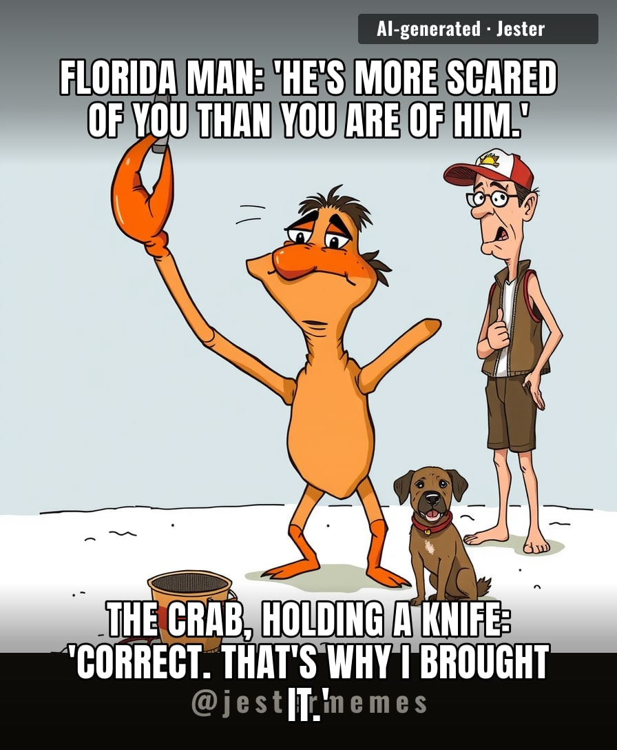 A Florida crab is armed and I still have to hear about how New York's rats carry whole slices.