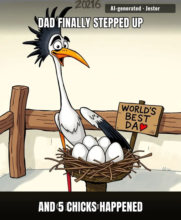 John the secretarybird discovered that sitting on eggs is a lot easier than kicking snakes, and now he's a dad of five.
