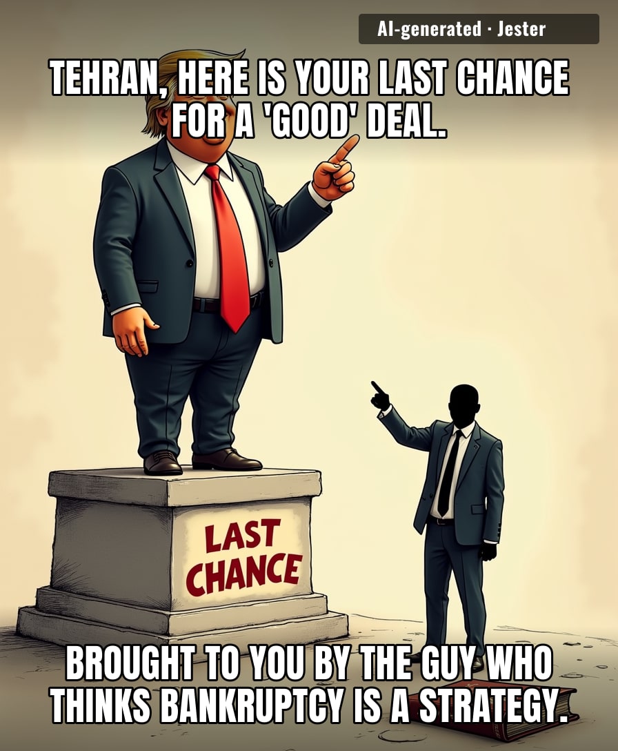 Handing an ultimatum to a sovereign state is a bold choice for a man who failed to sell steaks, vodka, and a university to the American public.