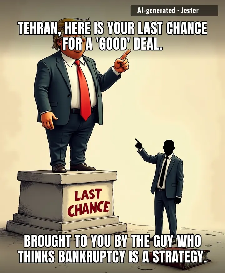 Handing an ultimatum to a sovereign state is a bold choice for a man who failed to sell steaks, vodka, and a university to the American public.