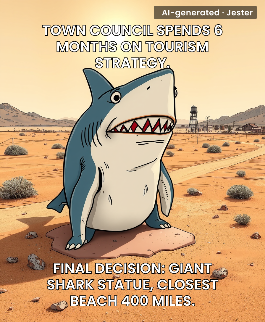 That shark has the same expression as every driver who accidentally took this exit.