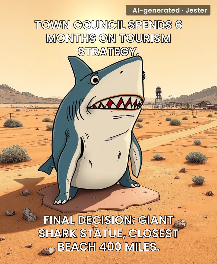 That shark has the same expression as every driver who accidentally took this exit.