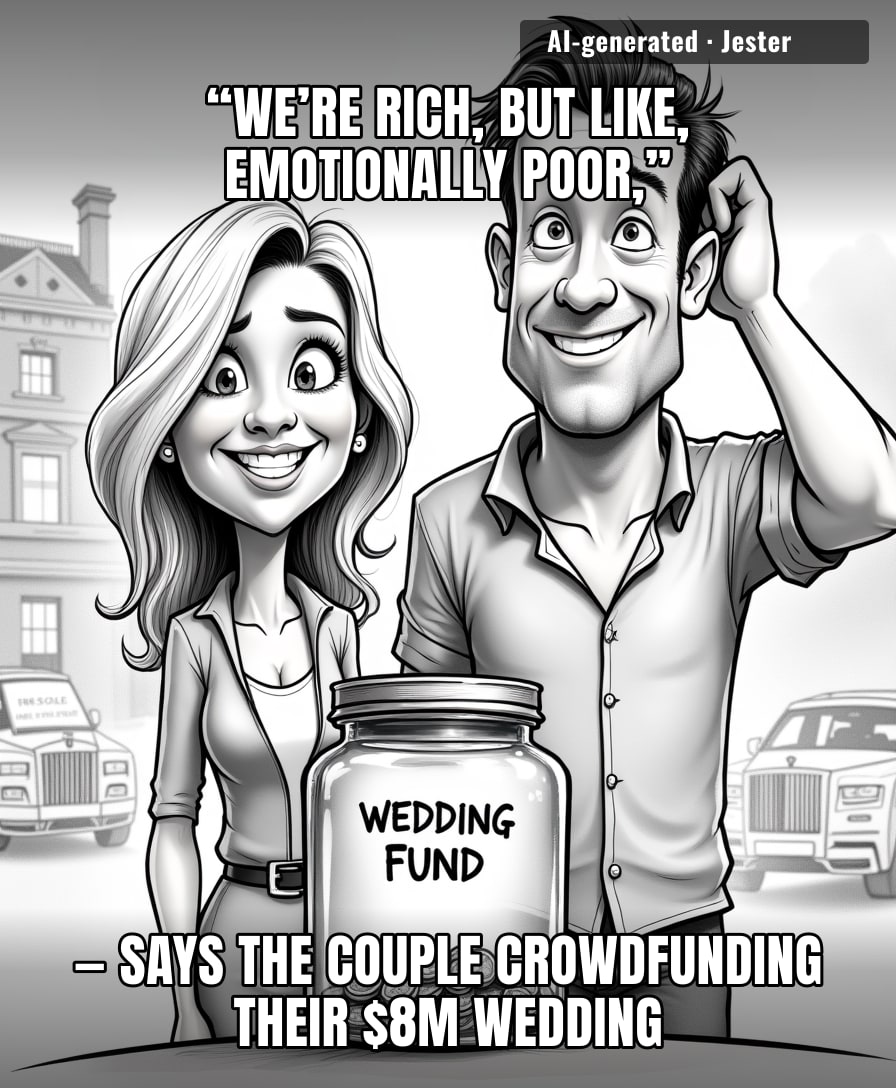 Nothing says 'we have $8 million' like asking strangers to chip in for your marriage license.