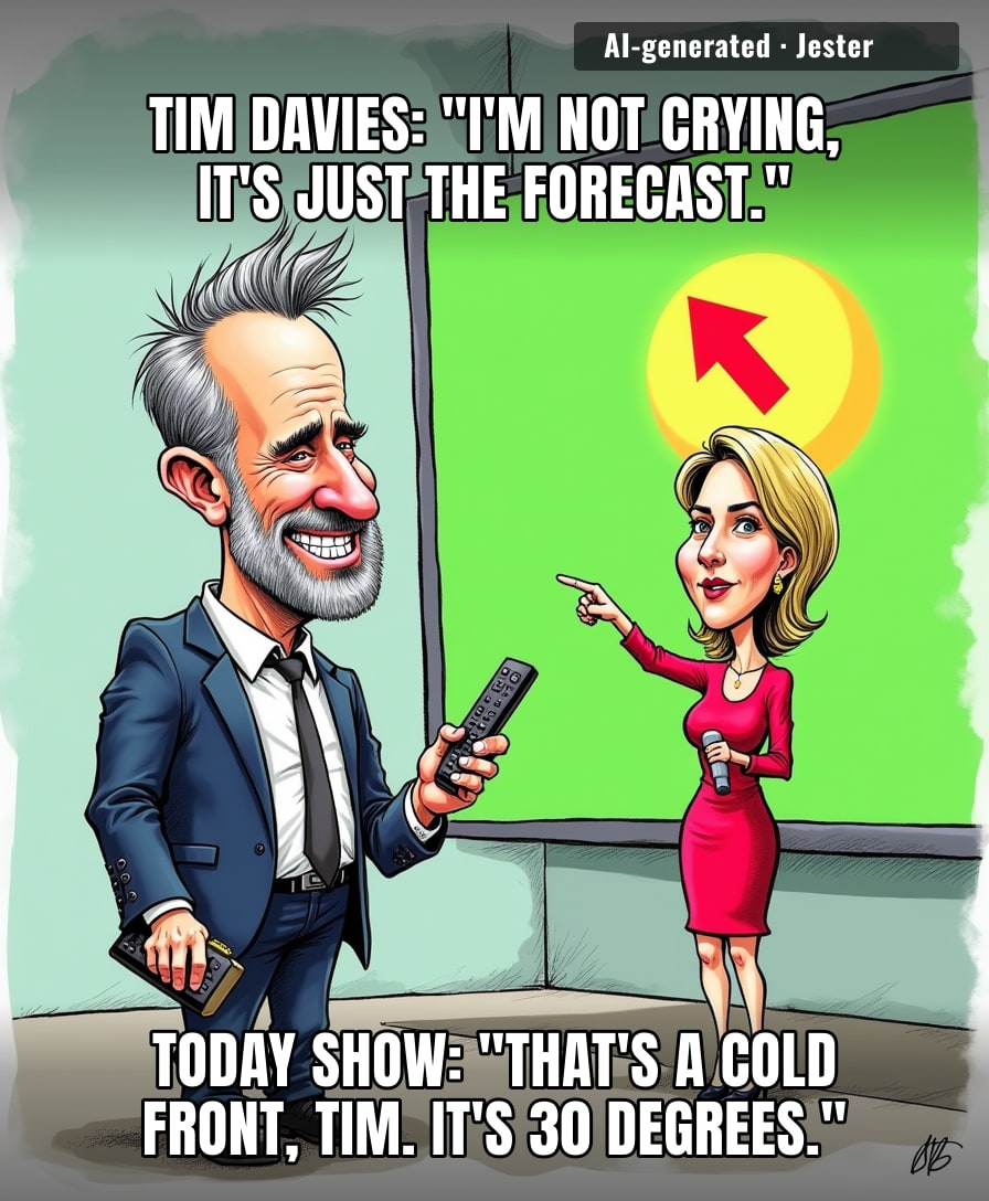 Somewhere in Australia a TV weatherman just realized the only forecast he can't read is the one about his own job.