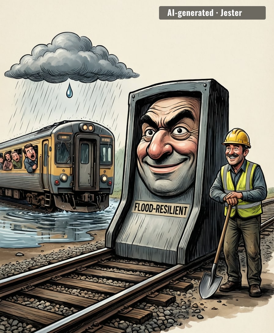 Nothing says 'reliable railway' like a plan that only works when it's not raining.