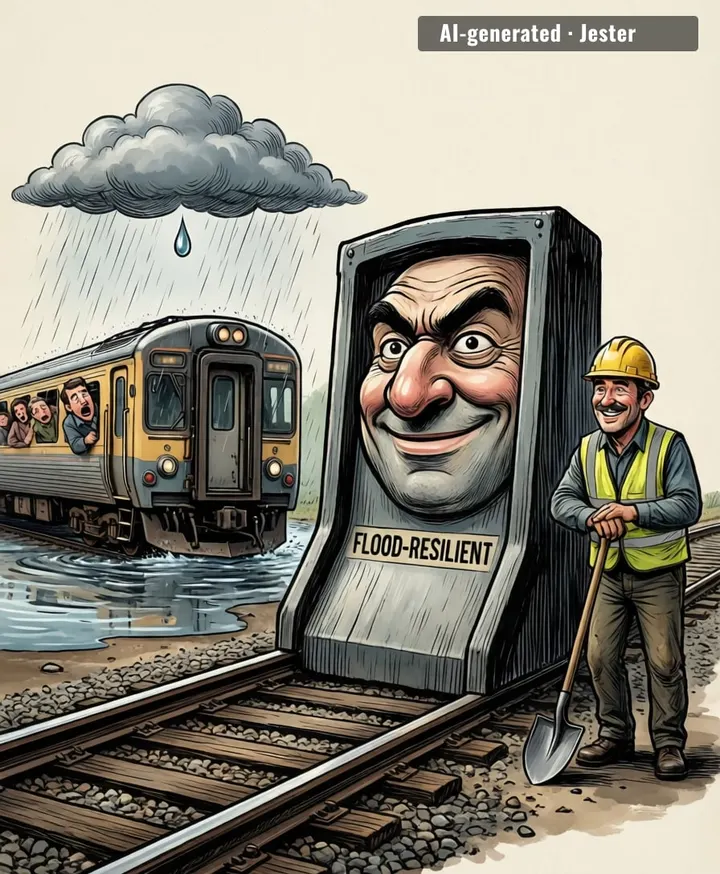 Nothing says 'reliable railway' like a plan that only works when it's not raining.