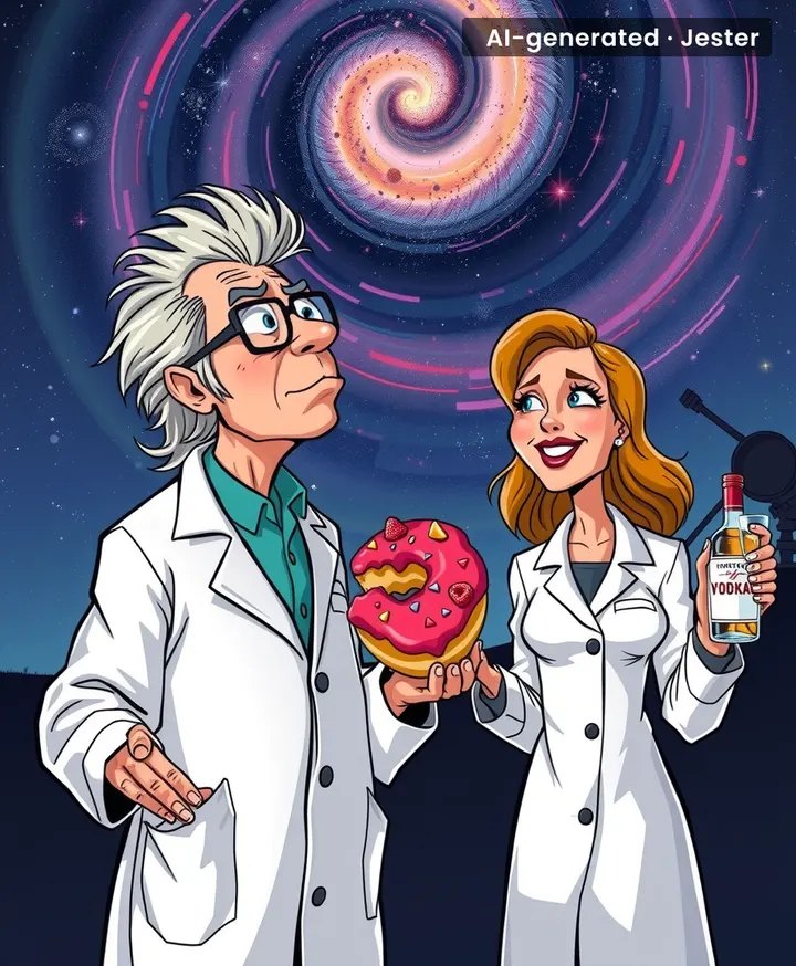 Life began with a cosmic raspberry donut and a hangover – finally, an origin story I can relate to.