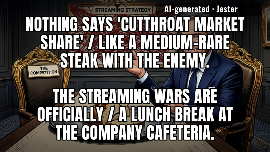 The only thing Ted Sarandos finds more competitive than a rival merger is the price of his own salad.