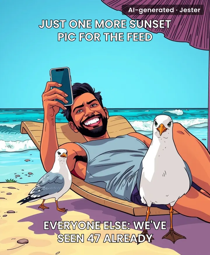 The real vacation is the smugness we felt while posting that foot-on-the-beach pic.