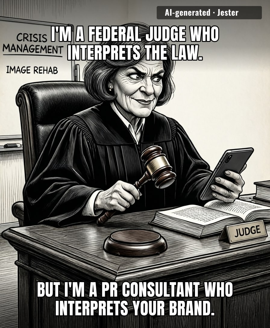 We've reached the point where the people deciding your sentence are also writing your press release, just in case you need a really compelling character reference.