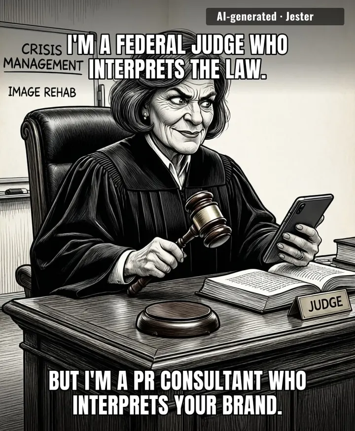 We've reached the point where the people deciding your sentence are also writing your press release, just in case you need a really compelling character reference.