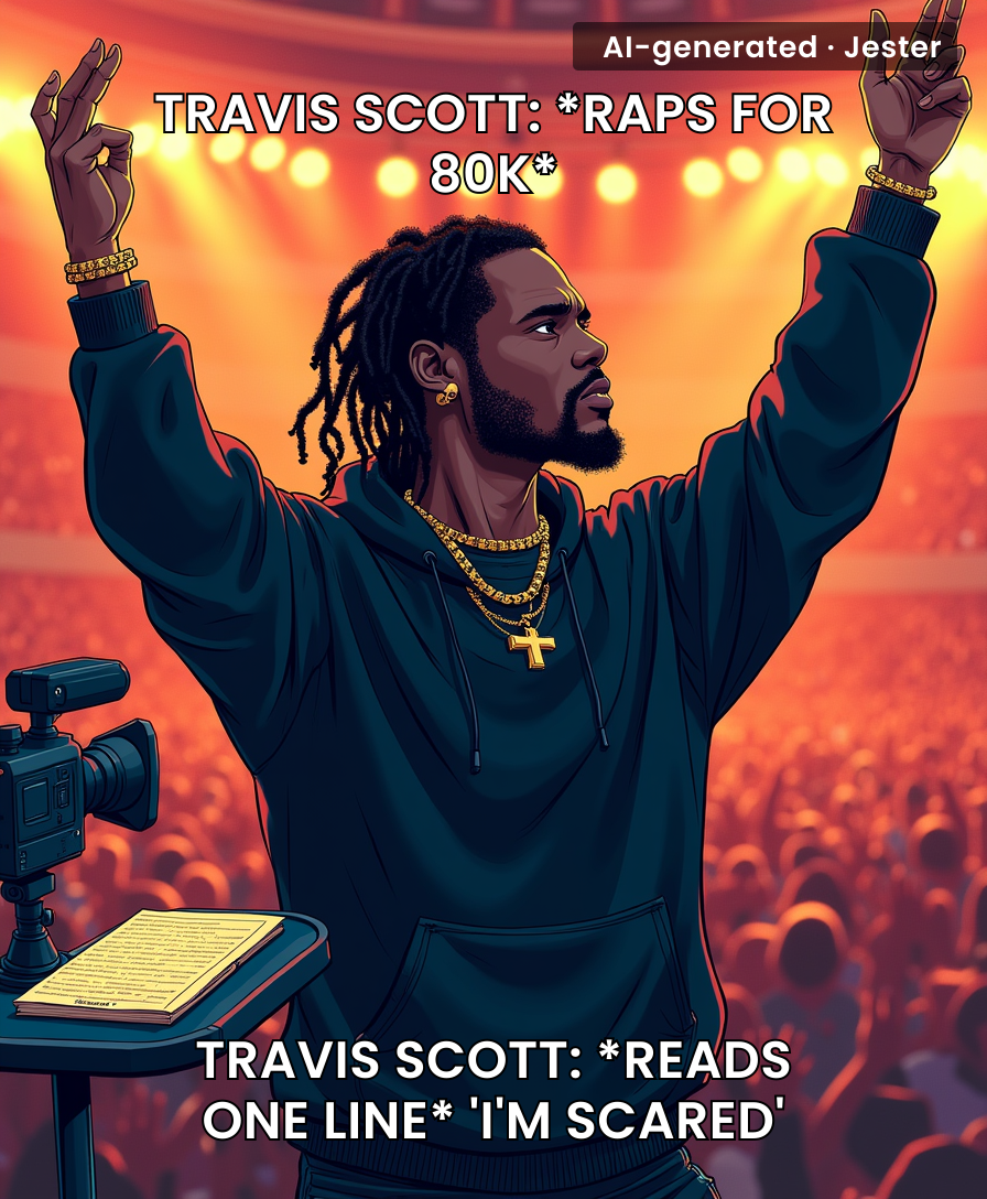 Travis Scott can face a mosh pit but not a camera—classic extrovert behavior.